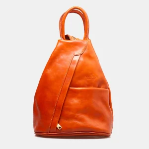 Zaino Donna VIAVERDI in Pelle color Cuoio Made in Italy linea Firenze