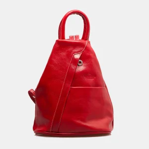 Zaino Donna VIAVERDI in Pelle Rosso Made in Italy linea Firenze