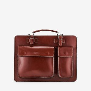 Borsa da Lavoro in Pelle Marrone VIAVERDI Made in Italy - Porta Ombrelli e Pc 15.6