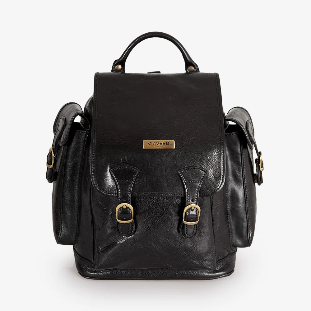 Zaino in Pelle Nera VIAVERDI Made in Italy - immagine 2