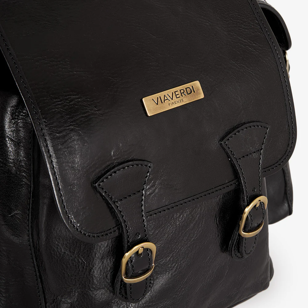 Zaino in Pelle Nera VIAVERDI Made in Italy - immagine 8