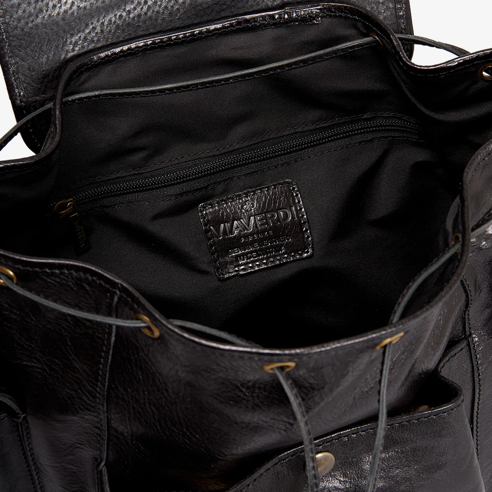 Zaino in Pelle Nera VIAVERDI Made in Italy - immagine 7