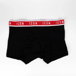ICON Boxer Uomo Nero Bordo Rosso 473004
