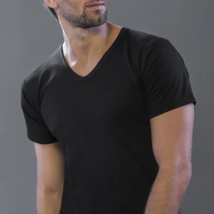 1171-MAGLIETTA MEZZA MANICA COLLO A V IN CALDO COTONE