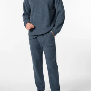 Tuta Girocollo in Punto Milano Jacquard Soft Touch - Denim Melange