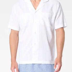 Camicia Manica Corta in Lino e Cotone - Bianco