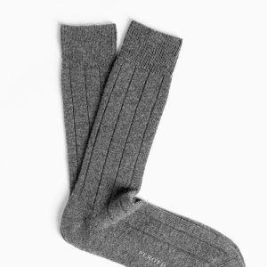 Calza Corta a Coste in Lana e Cashmere - Antracite Melange