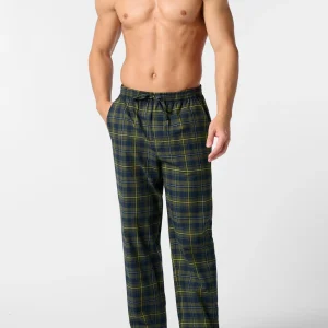 Pantaloni Lunghi in Flanella Calda - Fantasia Quadro Verde