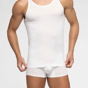 Canotta Spalla Stretta in Filo di Scozia - Bianco