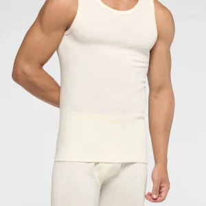 Canotta Spalla Larga in Cotone  Lana e Seta - Bianco