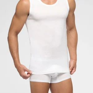 Canotta Spalla Larga in Filo di Scozia Active - Bianco