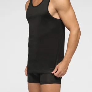 Canotta Spalla Larga in Filo di Scozia Active - Nero