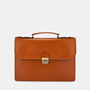 Cartella da Lavoro in Pelle color Cuoio VIAVERDI Made in Italy - Pc 15.6 pollici