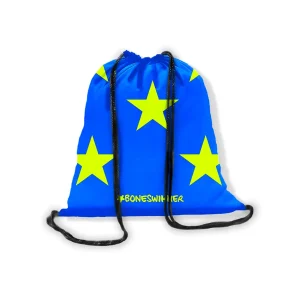 Zainetto in microfibra M023ZAF - Turchese Stelle Giallo Fluo