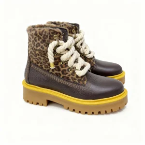 Jammers London Platform Stone Street Dark Brown Leopard Corda Beige