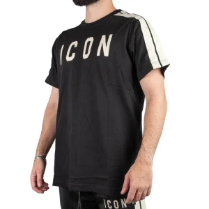 ICON T-shirt Bande Nero / Crema ICUF2W6T020