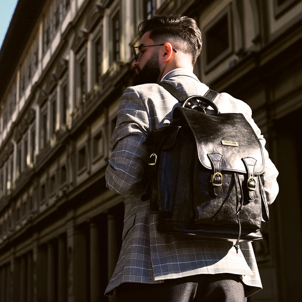 Zaino in Pelle Nera VIAVERDI Made in Italy - immagine 3