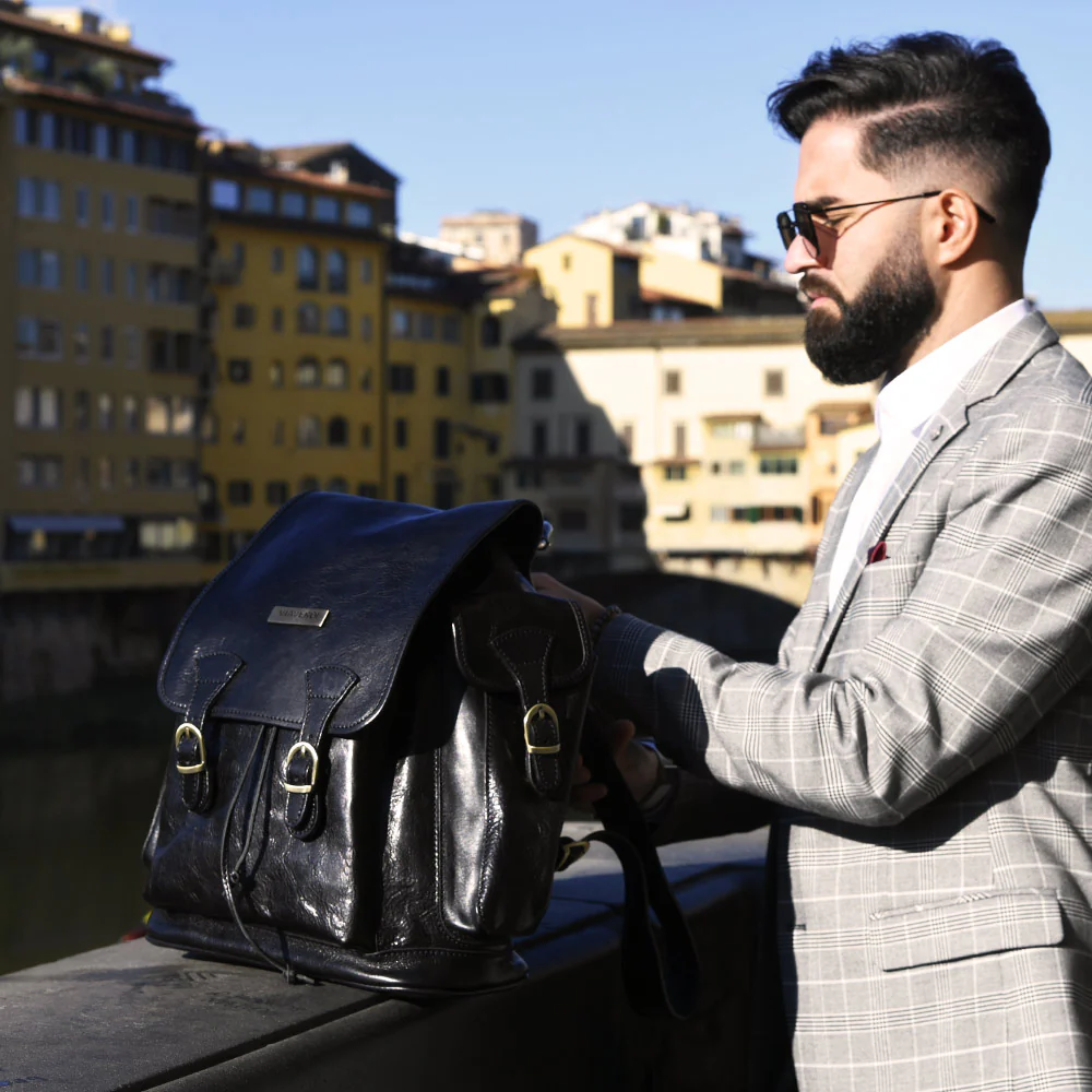 Zaino in Pelle Nera VIAVERDI Made in Italy - immagine 5