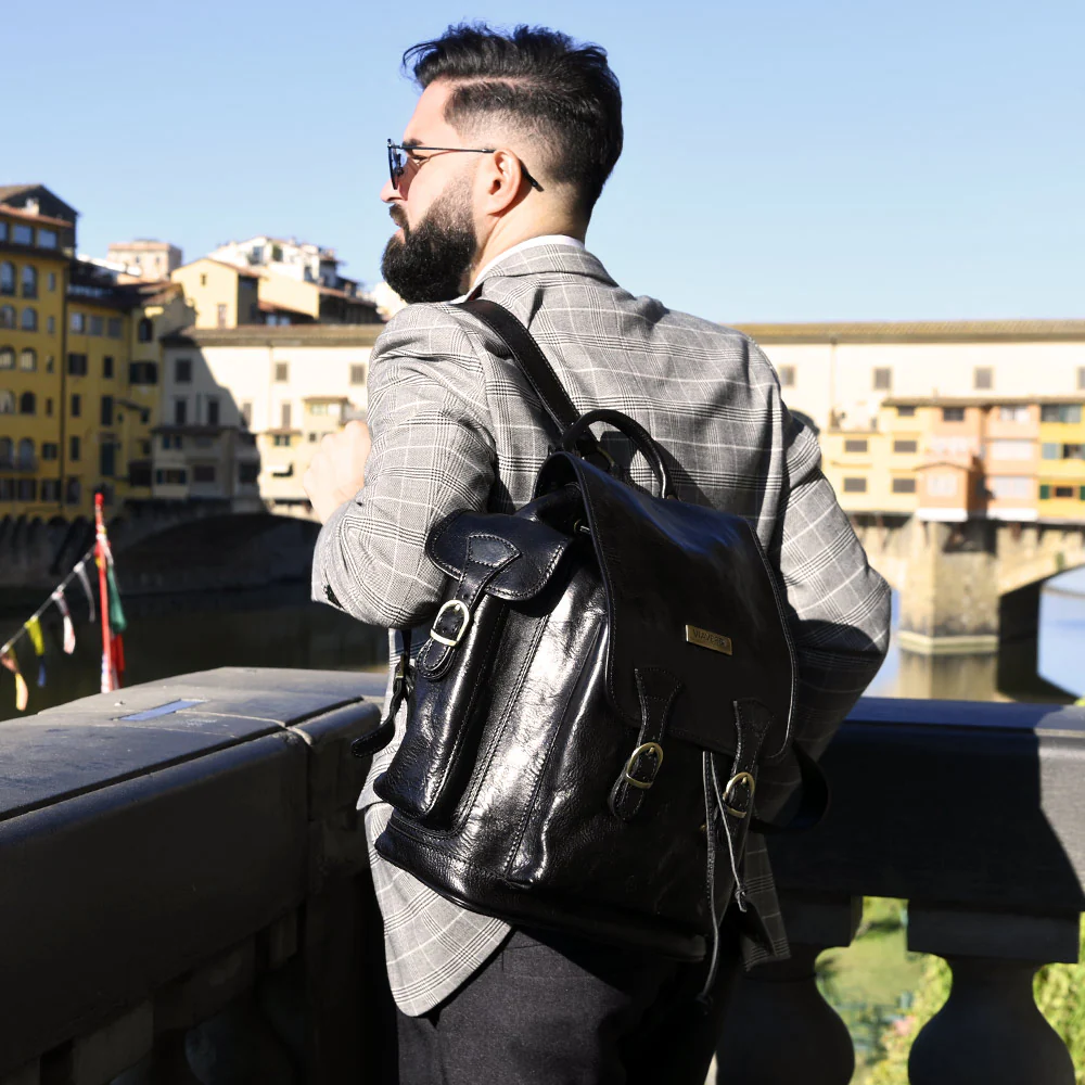 Zaino in Pelle Nera VIAVERDI Made in Italy - immagine 4