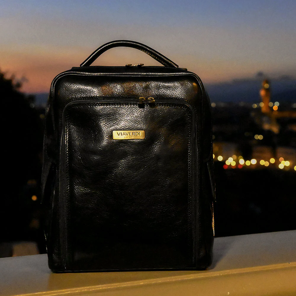 Zaino in Pelle Nera VIAVERDI Made in Italy - immagine 3